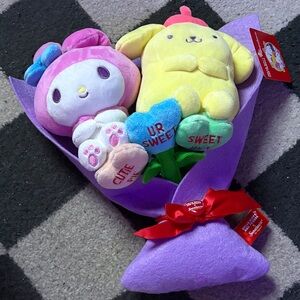 NWT Sanrio Plush Bouquet featuring Pink My Melody & Yellow Pompompurin